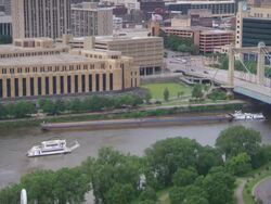 MS Bridge over river / Minneapolis, Minnesota, United States  Stock Footage