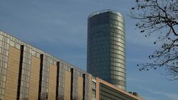 HotelHyatt Regency and KÃ¶ln Triangle Tower, Cologne, North Rhine Westphalia, Germany Stock Footage