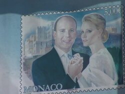 ATMOSPHERE Poster of commemorative stamps at the Monaco Royal Wedding: Preparations at Monaco . (Footage by WireImage Video/Getty Images Entertainment Video) Stock Footage