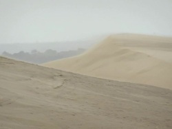 MS AERIAL Shot of storm at Dune du Pilat / Aquitaine, France Stock Footage