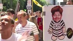 CLEAN : Tens of thousands march against Dilma Rousseff in Sao Paulo News Clip