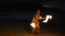Traditional Hawaiian Fire Knife Hula Dancer Stock Footage