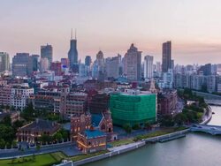 modern building from day to night Stock Footage
