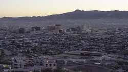 El Paso TX and Ciudad de Juarez Chijuajua sunset Stock Footage