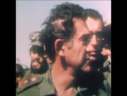 SYND 19/10/73 ISRAELI GENERALS VISIT SINAI BATTLEFRONT News Clip
