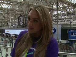 INTERVIEW - Lauren Goodger on suicide, Beyonce and Rihanna at Lauren Goodger launches Samaritans' New Fundraising Day, Phone Free Friday at Waterloo Station on June 16, 2014 in London, England. Stock Footage