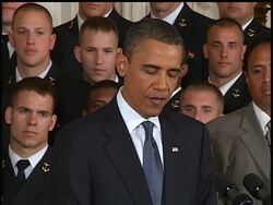 President Barack Obama congratulated the U.S. Naval Academy football team for winning its seventh consecutive Commander in Chief trophy. Obama welcomed the Midshipmen to the East Room of the White House on Monday for the trophy presentation. (May 3) Instructional Video