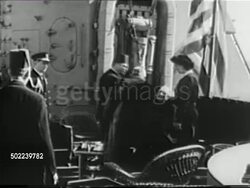 King Farouk I meets with Franklin Roosevelt in the Suez Canal in 1945; vacations in Deauville, France, in 1950; and remarries in 1951 News Clip