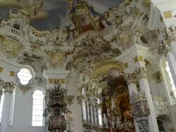 MS PAN View of inside church / Wies, Bavaria, Germany  Stock Footage