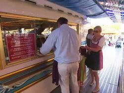 people pay at the check in Stock Footage