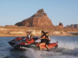 family on wave runners Stock Footage