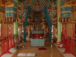 WS DS Interior of Cao Dai Temple / Vietnam Stock Footage