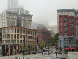 Static view of downtown from Pikes Place Market. Stock Footage