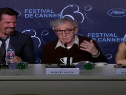INTERVIEW: Woody Allen on the grim, painful, nightmarish and meaningless experience of life and the only way to have happiness is to lie to yourself and how it relates to his characters  Stock Footage