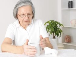 Senior woman in flu Stock Footage