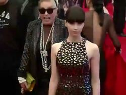 Felicity Jones at "PUNK: Chaos To Couture" Costume Institute Gala Stock Footage