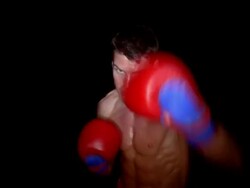 Medium shot boxer shadowboxing / London Stock Footage