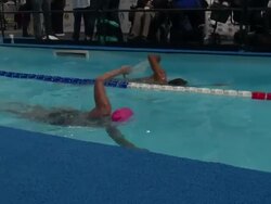 Diana Nyad in her marathon Manhattan swim to benefit victims of Superstorm Sandy Stock Footage