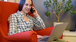 happy beautiful woman talking on smartphone Stock Footage