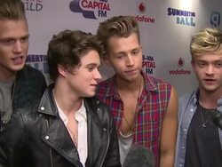 INTERVIEW - The Vamps on nerves, vodka and fan questions at the Capital Summertime Ball at Wembley Stadium on 21st June 2014 in London, England. Stock Footage
