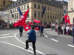 MS Shot of traditional costume parade in Oktoberfest / Munich, Bavaria, Germany Stock Footage
