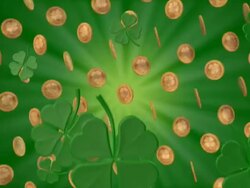 Shamrocks Snow and Spinning Gold Coins Stock Footage