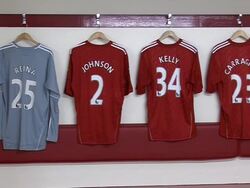 Interior Liverpool FC Dressing Room Stock Footage