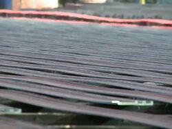 MS PAN View of steelworks in rolling mill at Hoesch-Schwerte / Schwerte, Rhineland-Palatinate, Germany Stock Footage