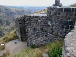 Amberd castle, main gate in the outer walls Stock Footage