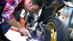 Motorcycle engine maintenance. Stock Footage