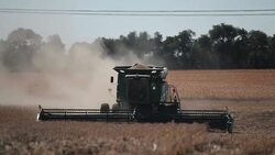 Combine Harvester in Field Stock Footage