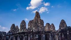 Time Lapse of Bayon temple evening time Stock Footage