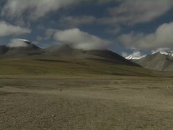 Block Shot Car stops near the mountains  Stock Footage