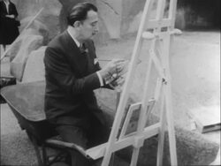 Salvador Dali painting portrait of rhinoceros Stock Footage