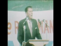 SYND 25 5 76 PREMIERIES CARTERS REAGAN BROWN AND CHURCH IN OREGON News Clip