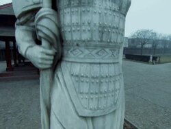 Head-to-toe view of a Chinese female warrior statue. Stock Footage