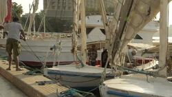 Pleasure boats moored on River Nile News Clip