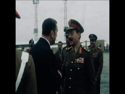 SYND 5 1 77 FRENCH DEFENCE MINISTER ARRIVES TO CAIRO AND IS GREETED BY EGYPTIAN WAR MINISTER News Clip