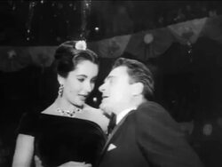 B/W 1956 low angle Elizabeth Taylor + MIke Todd on stage at Madison Square Garden / Mike Todd's birthday Stock Footage