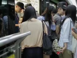 MS Passengers boarding subway train / Shanghai,  China Stock Footage