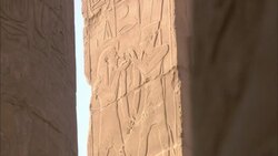 Egyptian carvings decorate the walls of Karnak Temple. Stock Footage