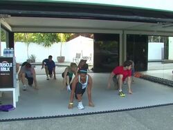 Jayson Blair, Amber Lancaster, Kate Lang Johnson at the Muscle Milk Women's Fitness Retreat at Beverly Hills CA. (Footage by WireImage Video/GettyImages) Stock Footage