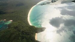 Aerial shot of withe haven beach in the Whitsundays Island Stock Footage