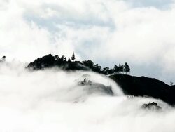 WS View of Mountain clouds on coast Santo Antao / Santo Antao, Cape Verde Stock Footage