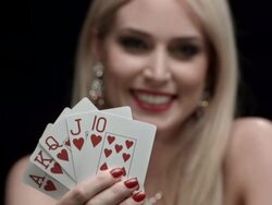 HD: Exciting Woman With Royal Flush Stock Footage