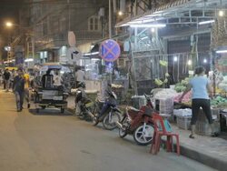 WS street at night / Vientiane, Laos Stock Footage
