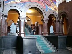 Yerevan, Matenadaran, Mashtots institue of ancient manuscripts, interior view of the building Stock Footage