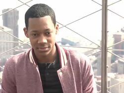 Tyler James Williams at The Disney Channel And Disney XD Stars Visit The Empire State Building on 3/12/2012 Stock Footage