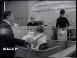 1966: JOHN SWAINSON: CU Mrs. Livingston testifying, VS John sitting on bench, SOT talking council, telling attorney to prepare Judgment of Divorce, custody of minor child to wife. Instructional Video