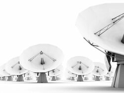 Endless Satellite Dishes (Commercial) low angle loop Stock Footage